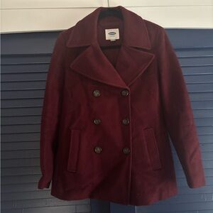 Old Navy Women's Rich Burgundy Pea Coat